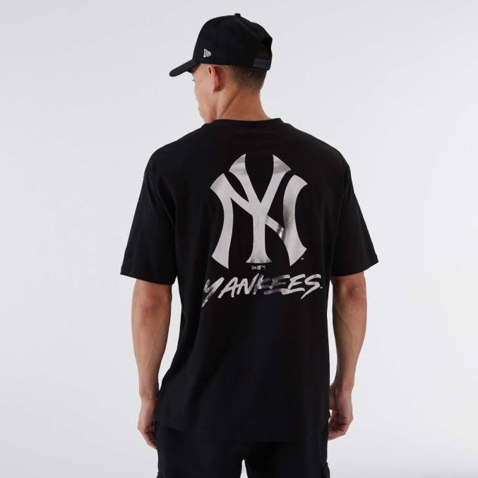New Era new york yankees mlb metallic zwart t-shirt BT242933