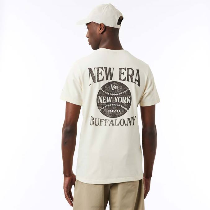 New Era off white t-shirt met balprint BT242976