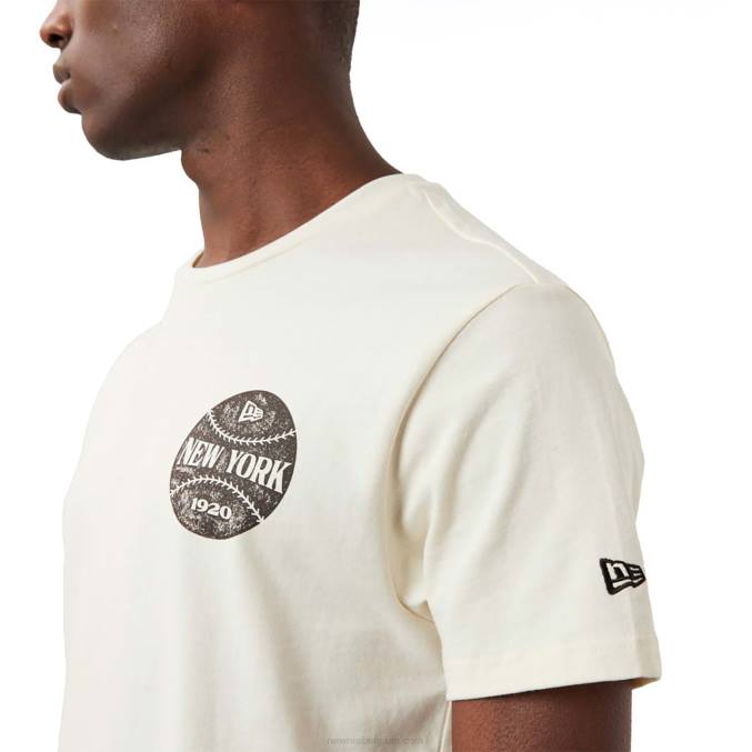 New Era off white t-shirt met balprint BT242976
