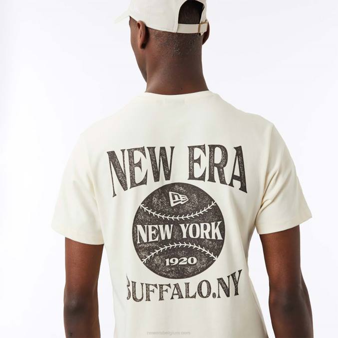 New Era off white t-shirt met balprint BT242976