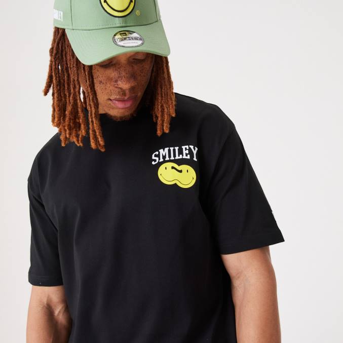 New Era smiley multi-logo zwart t-shirt BT242947