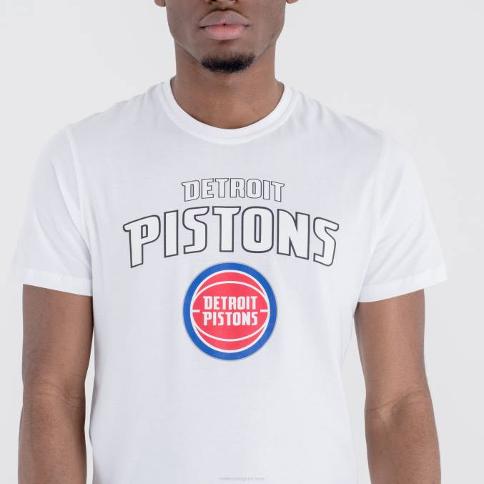 New Era wit t-shirt met het logo van detroit pistons BT243107